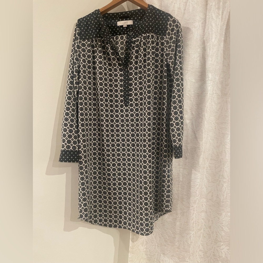 Loft grey geometric tunic dress in size medium